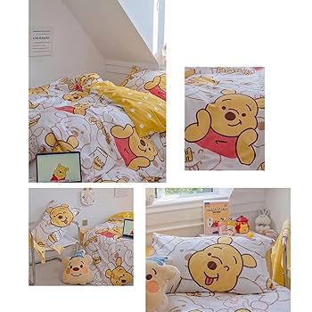 Amazon｜くまのプーさん 布団カバー 掛け布団カバー 綿100% 3点